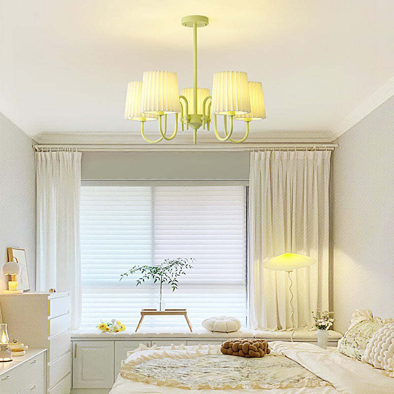 Lighom modern pleated retro green chandeliers — 6-Light