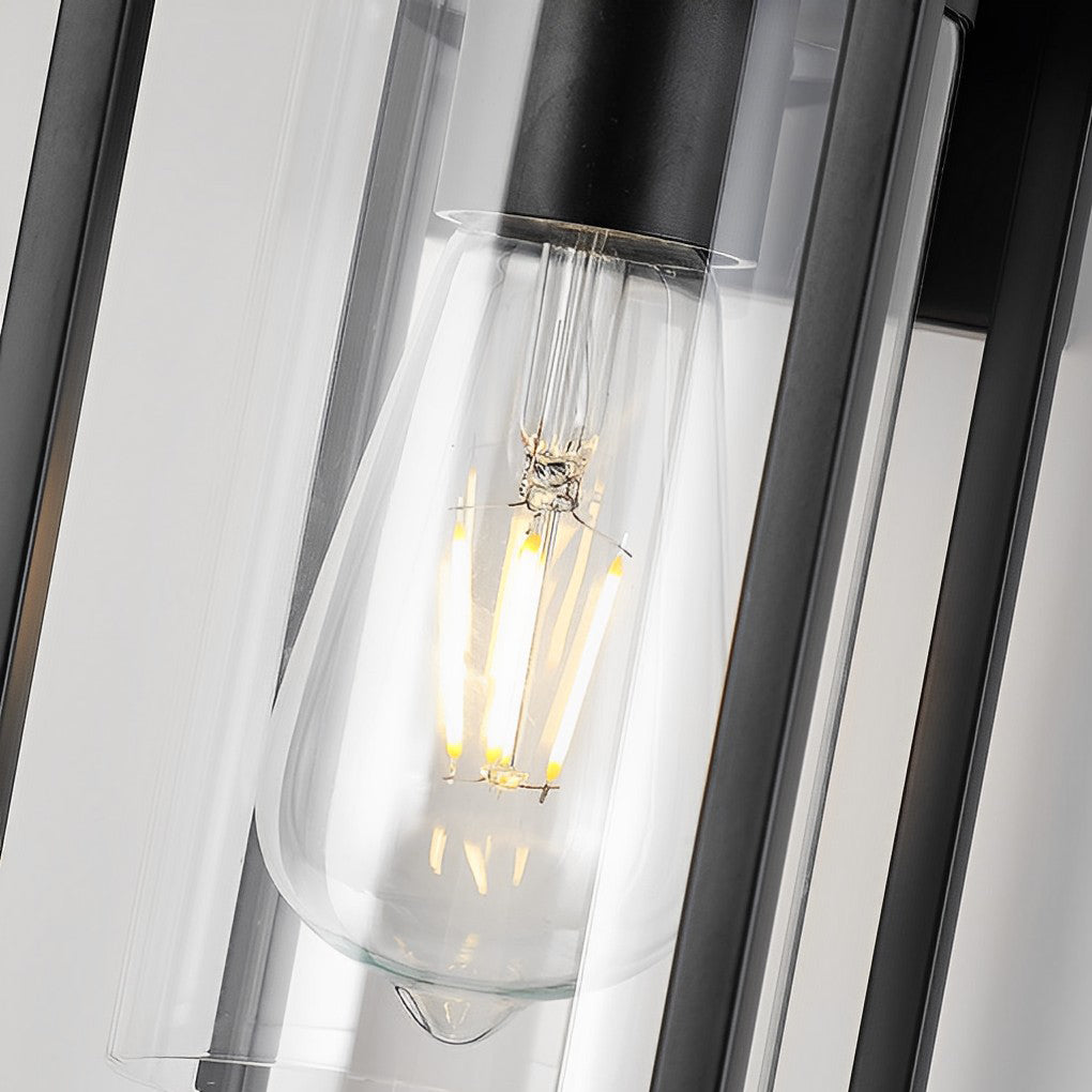Rectangular Minimalist Iron Glass Black Industrial Wall Lamp