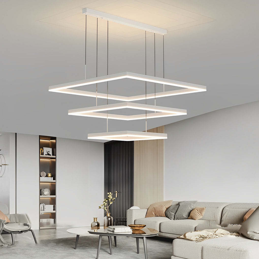 Ultra Thin Square Rings Dimmable LED Modern Chandelier
