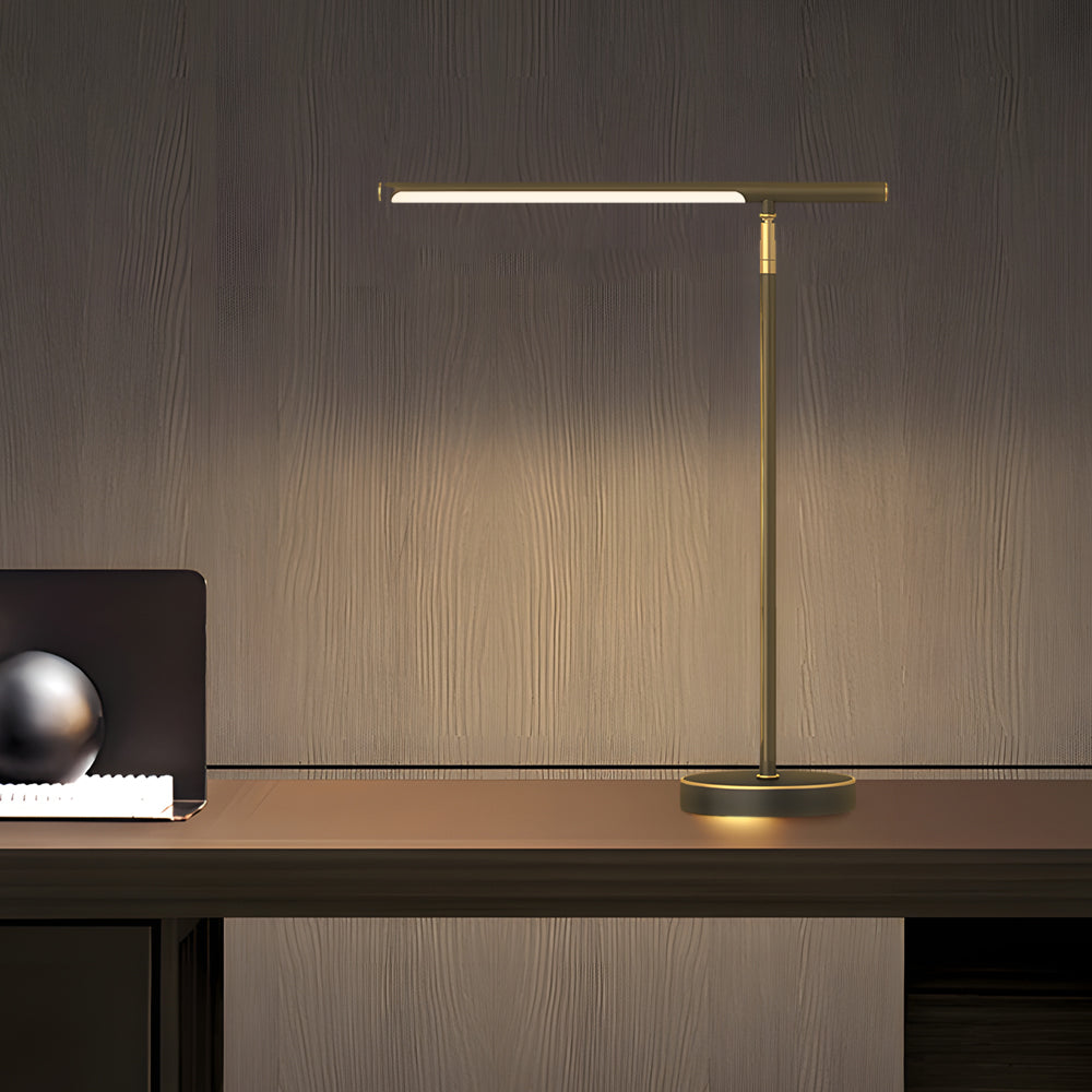 Copper Linear Brass LED Desk Lamp with Adjustable Angle for Focused Lighting-Lighom