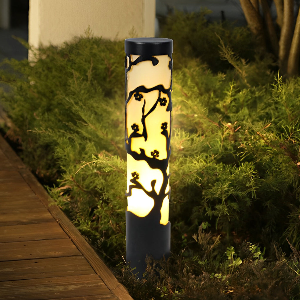Modern retro wintersweet landscape lighting in metal stone steel