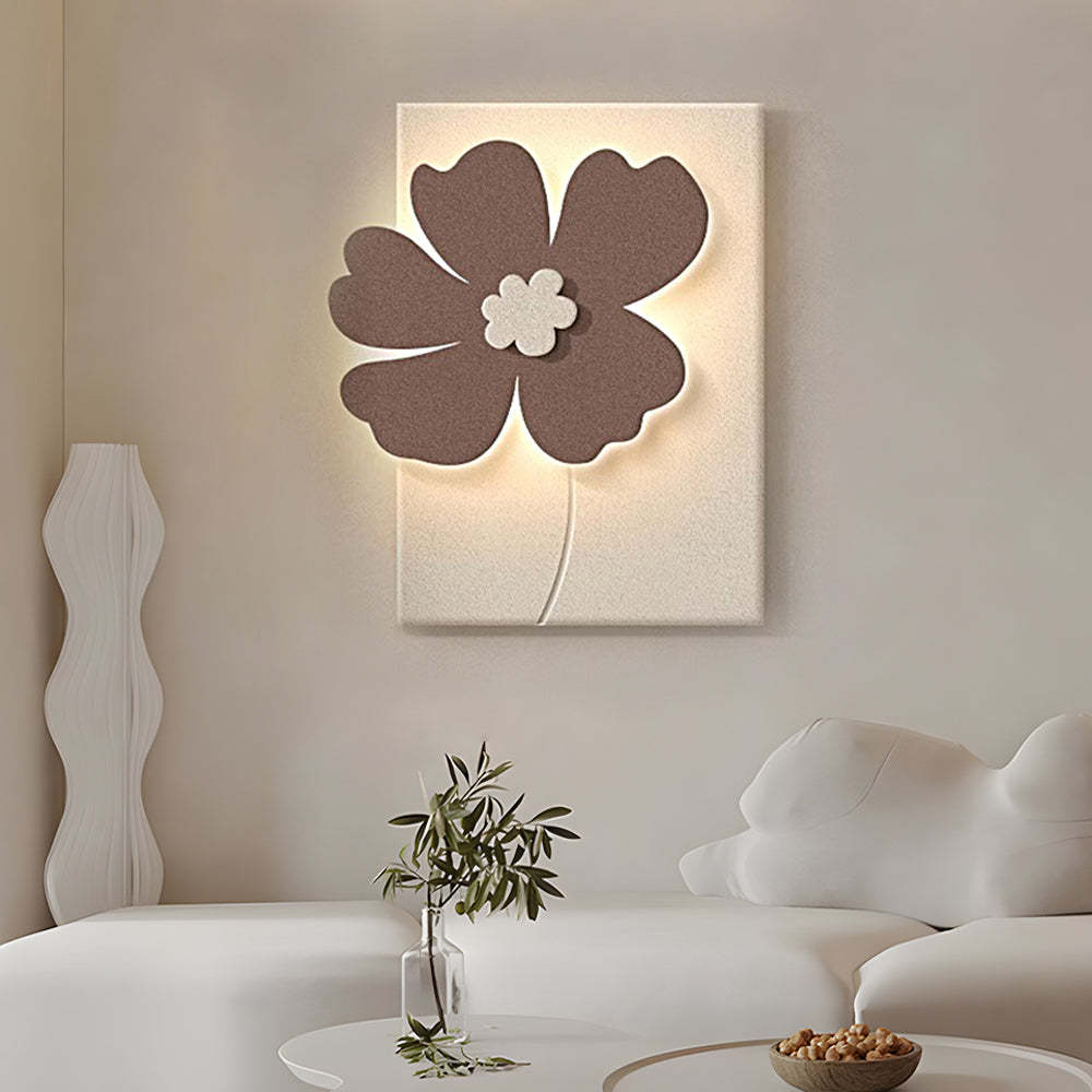 Flowers 3D Sandstone USB Remote Decorative Wall Painting — White