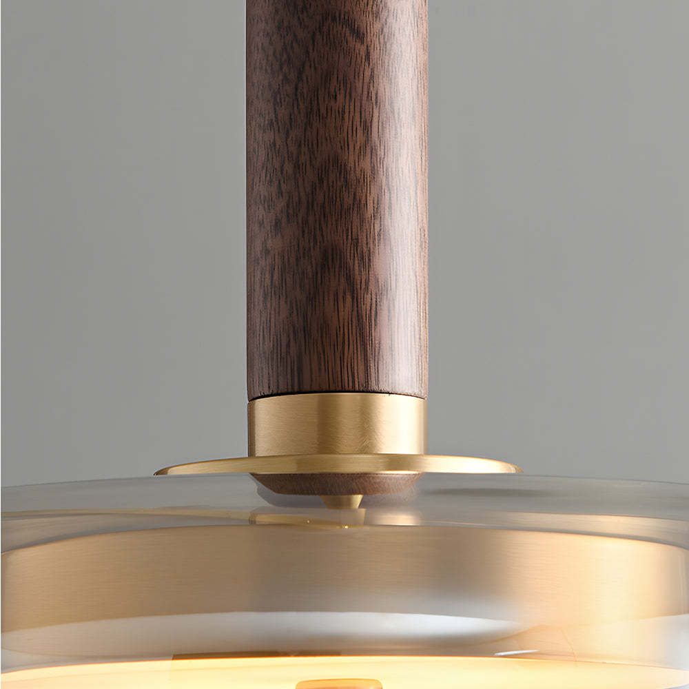 Minimalist Glass Wood Brass 3-Step Dimming Nordic Pendant