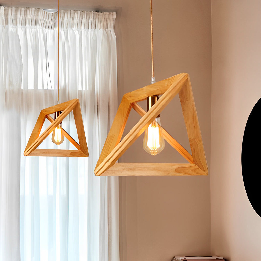 Wood Frame Geometric Art Minimalist Nordic Pendant