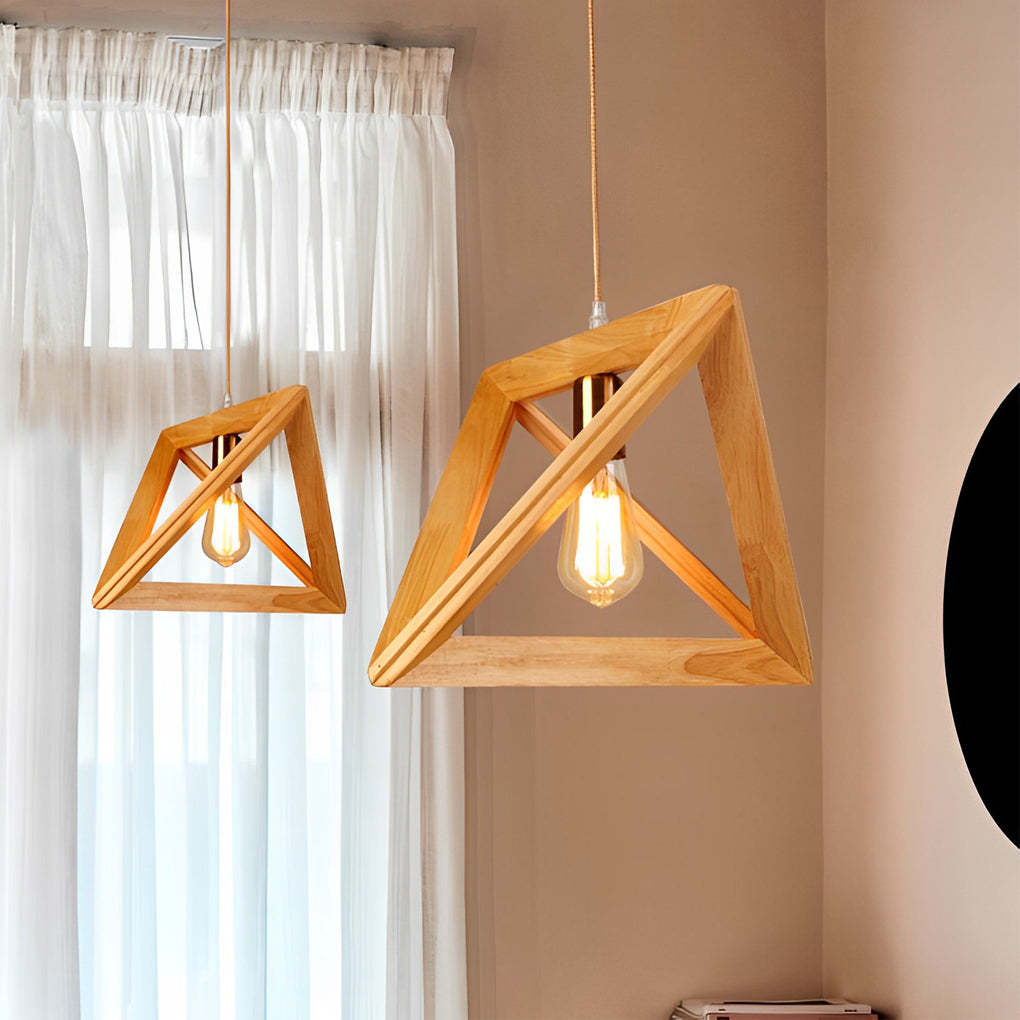 Wood Frame Geometric Art Minimalist Nordic Pendant