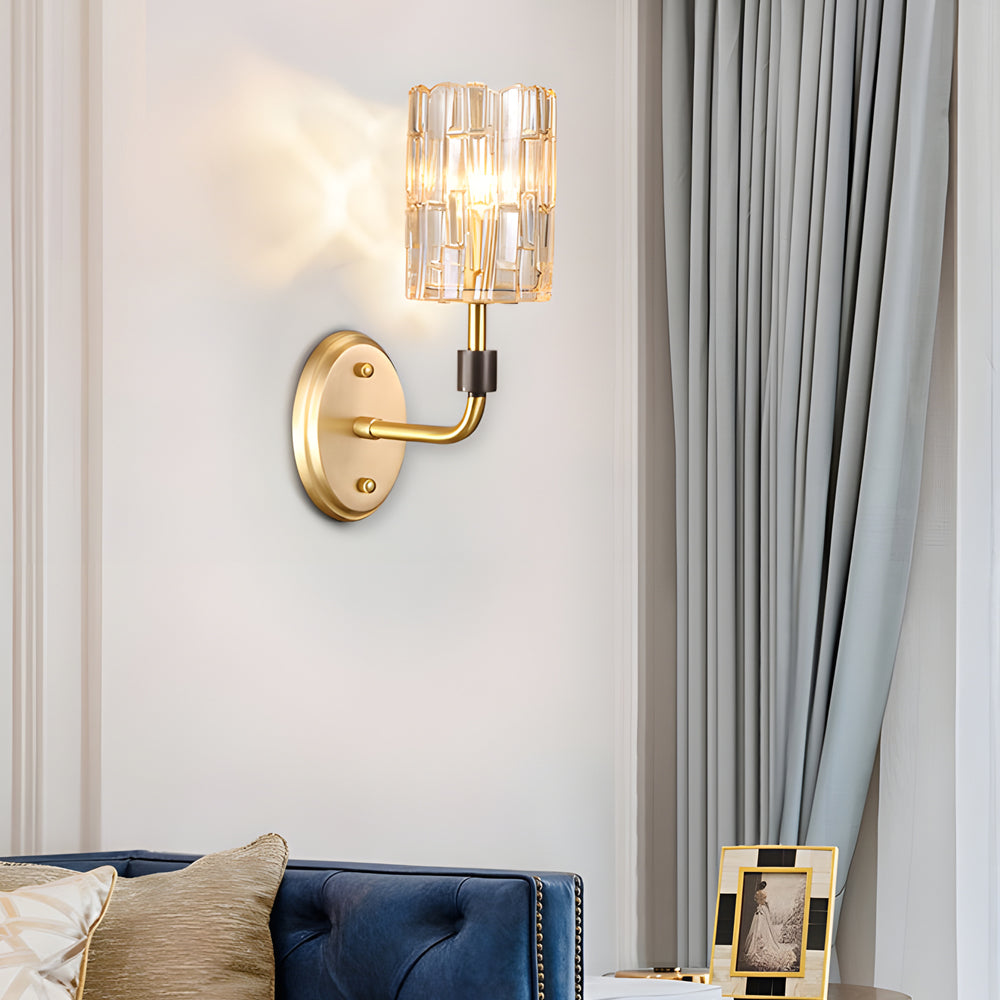 Luxury Copper Armed Crystal Modern Wall Sconce