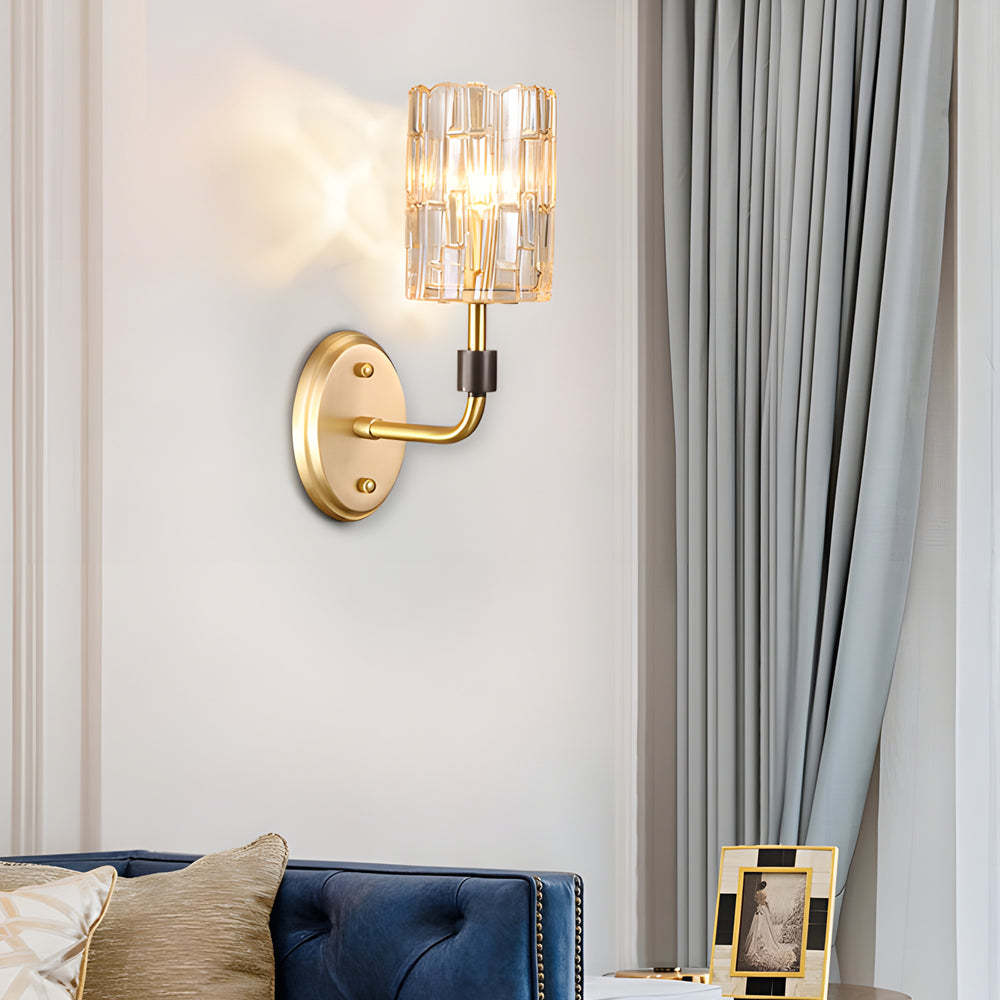 Luxury Copper Armed Crystal Modern Wall Sconce