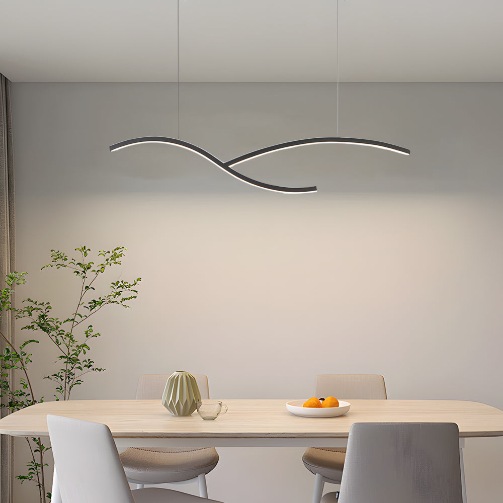 Black White Wave Linear LED Pendant