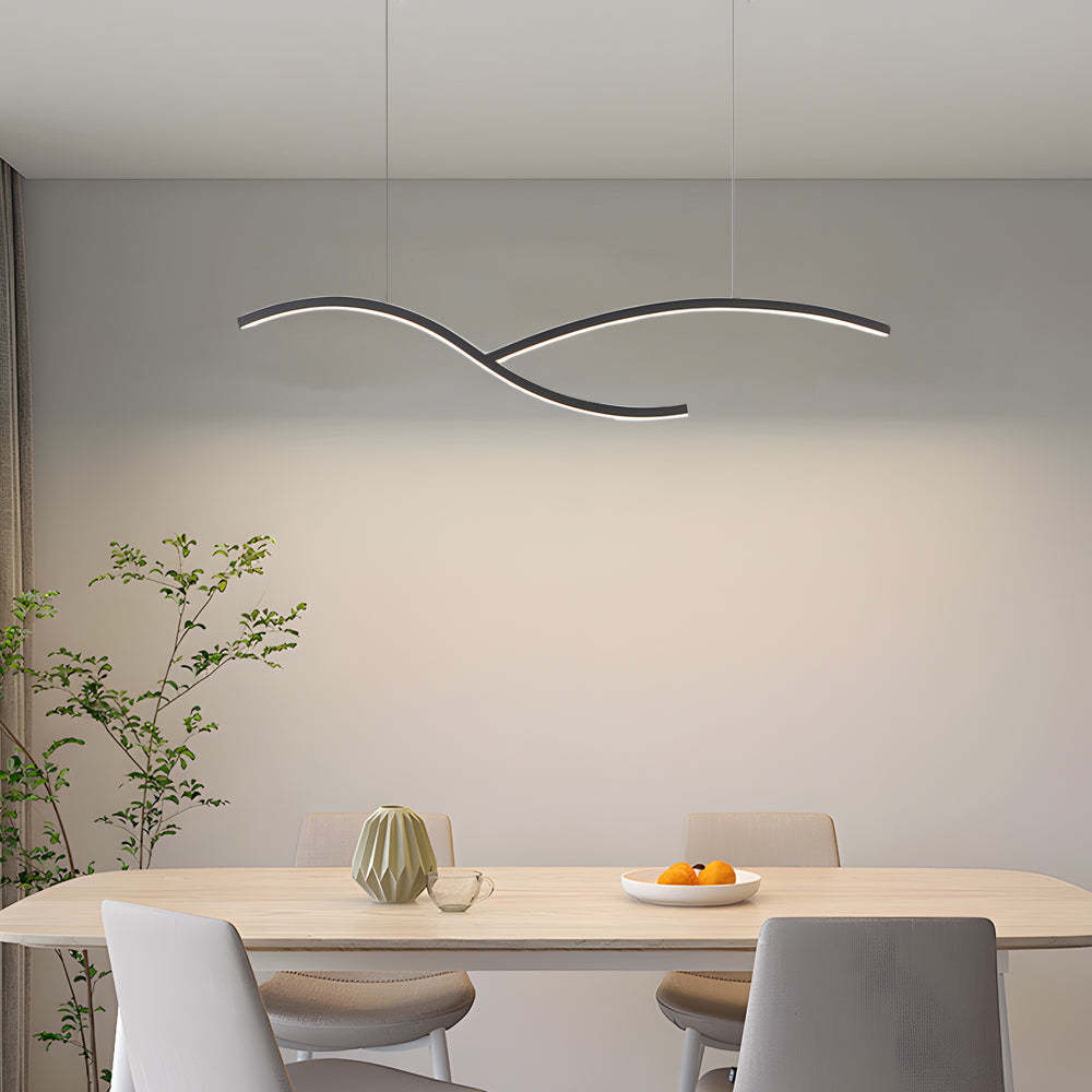 Black White Wave Linear LED Pendant