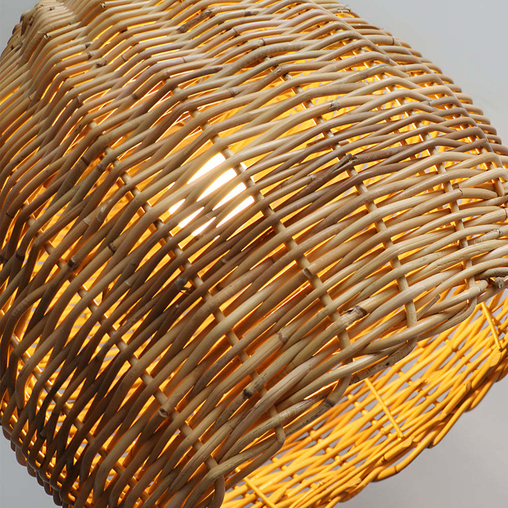 Handmade Leather Rattan LED Wabi-Sabi Japanese Chandelier
