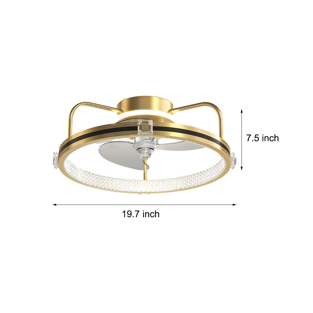 Round Mute 3-Step LED Silent Flush Mount Ceiling Fan
