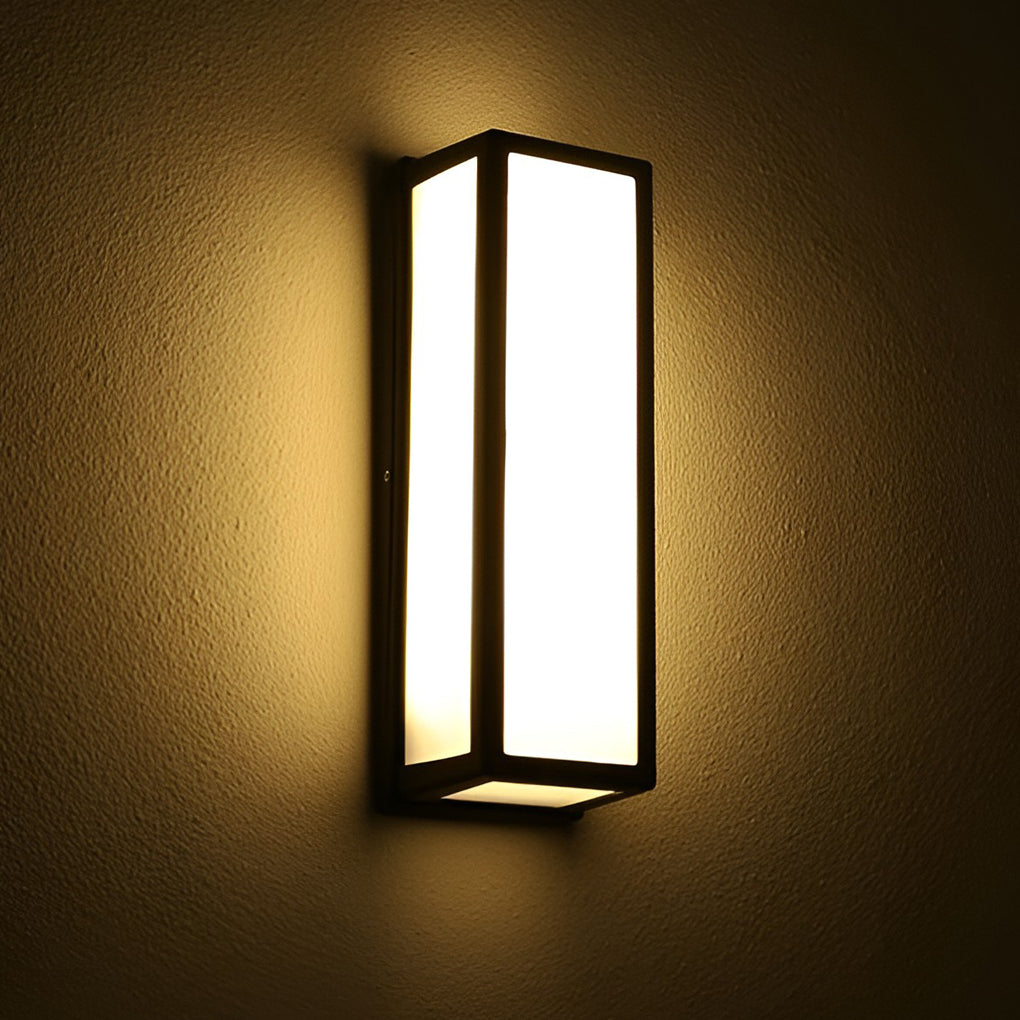 Rectangle LED Waterproof Motion Sensor Black Modern Wall Sconce Lighting-Lighom