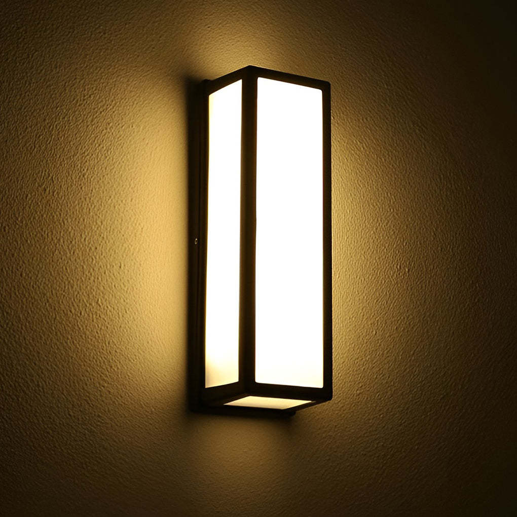 Rectangle LED Waterproof Motion Sensor Black Modern Wall Sconce Lighting-Lighom