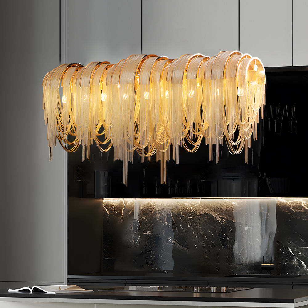 Wave Aluminum Tassel Chain Artistic Nordic Chandelier
