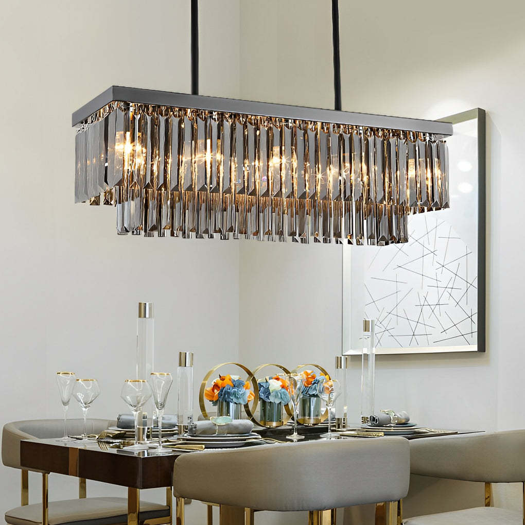 Crystal Dimmable Smoke Gray Modern Chandelier
