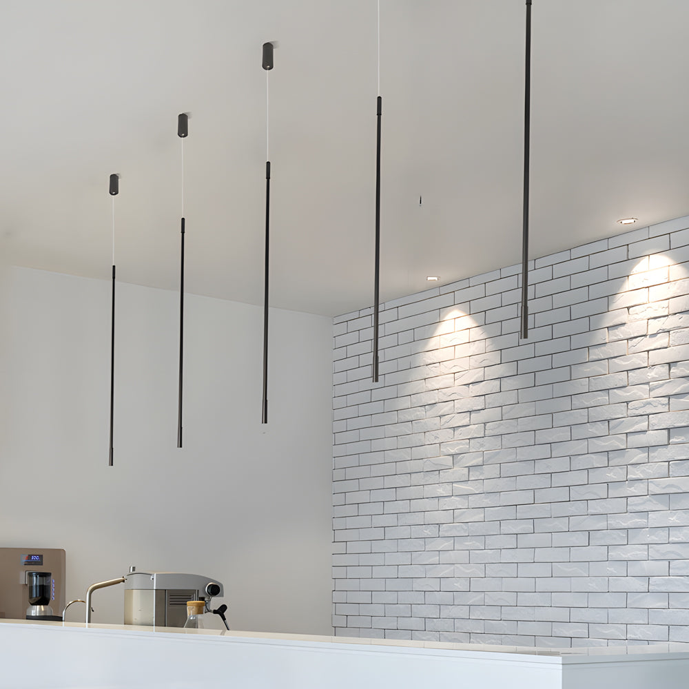 Black modern vertical linear pendant lighting — Cool White (6000K) / 12W