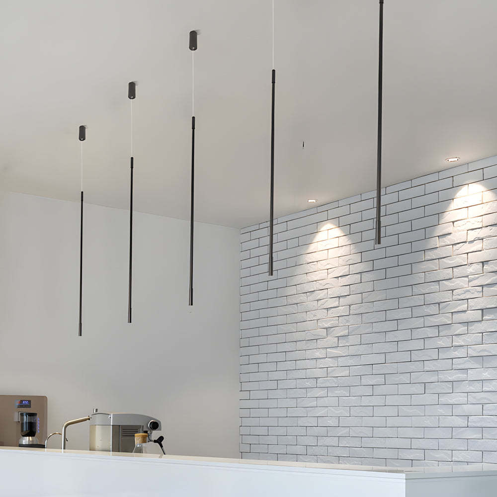 Black Long Vertical Linear LED Pendant