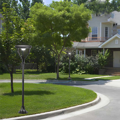 Round LED Waterproof Intelligent Modern Solar Lamp Post Outdoor Light-Lighom