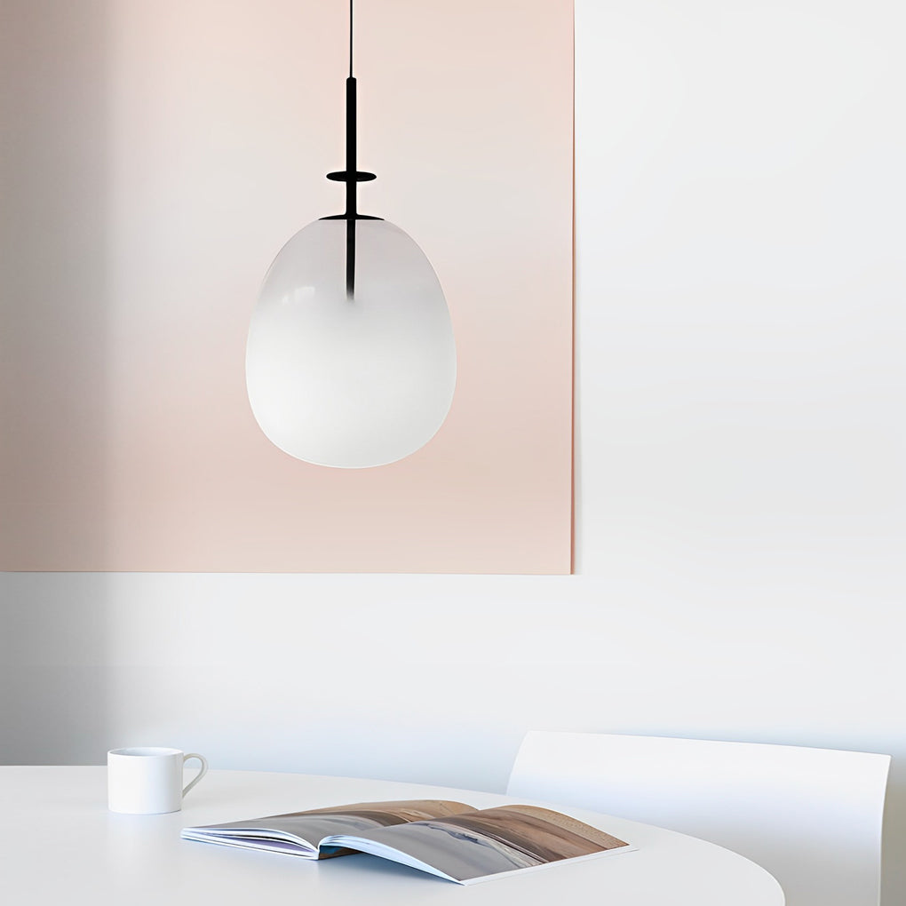 Round Glass Iron LED Black Nordic Pendant