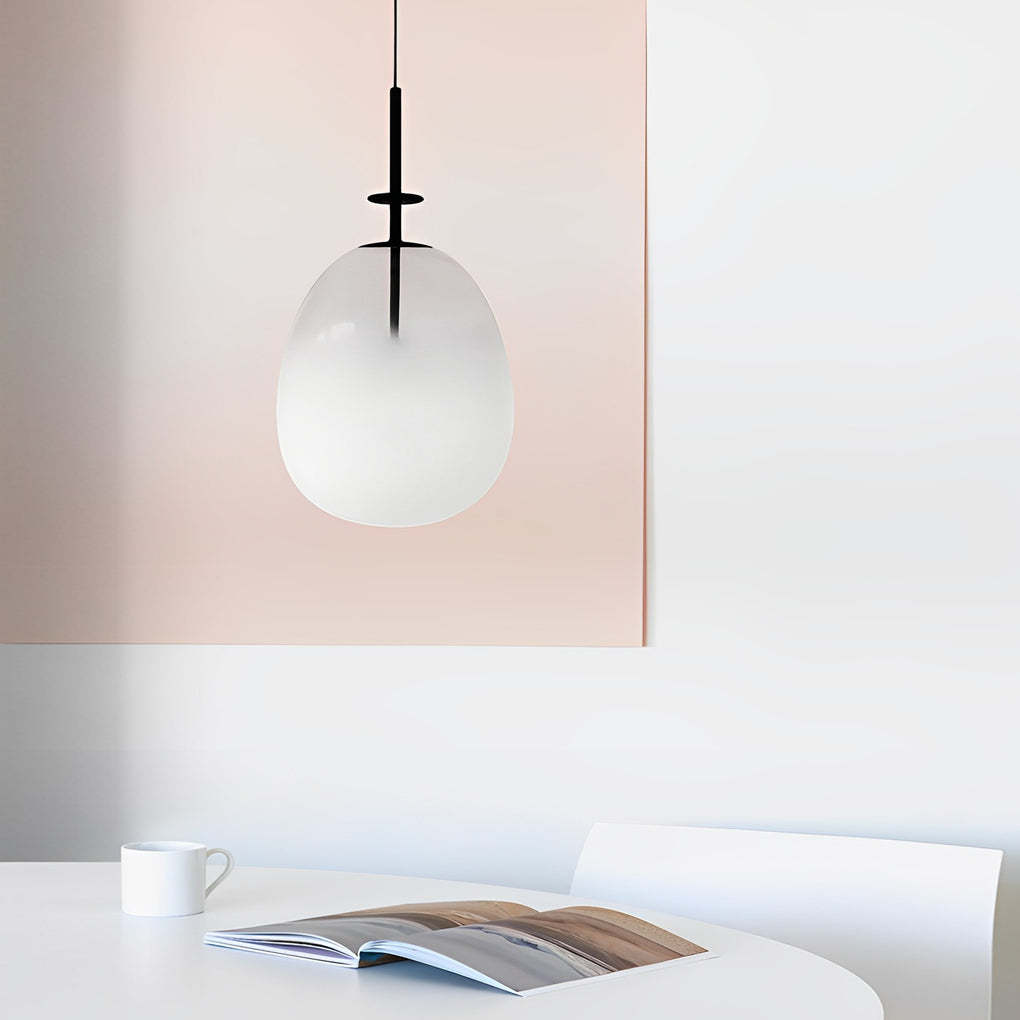 Round Glass Iron LED Black Nordic Pendant