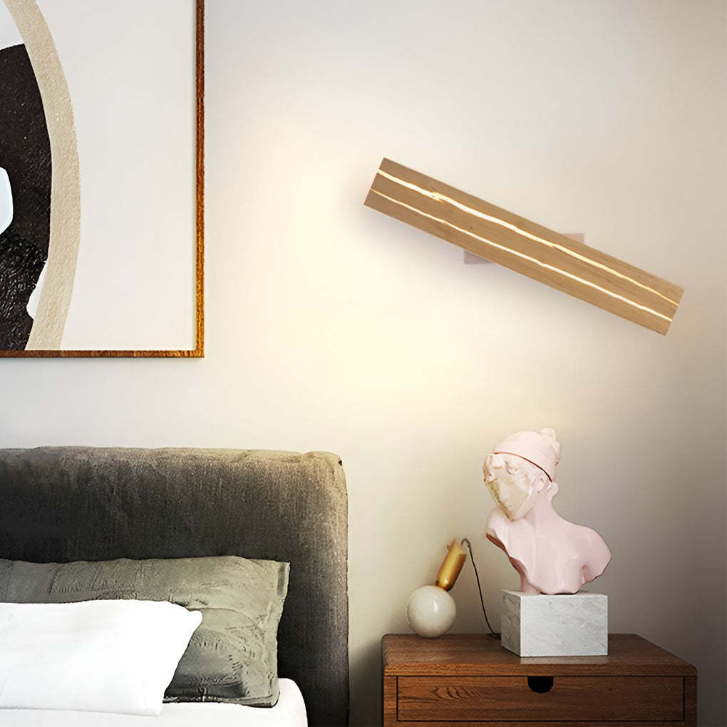 Adjustable Rectangular Wood Three Step Dimming LED Modern Wall Lamp-Lighom