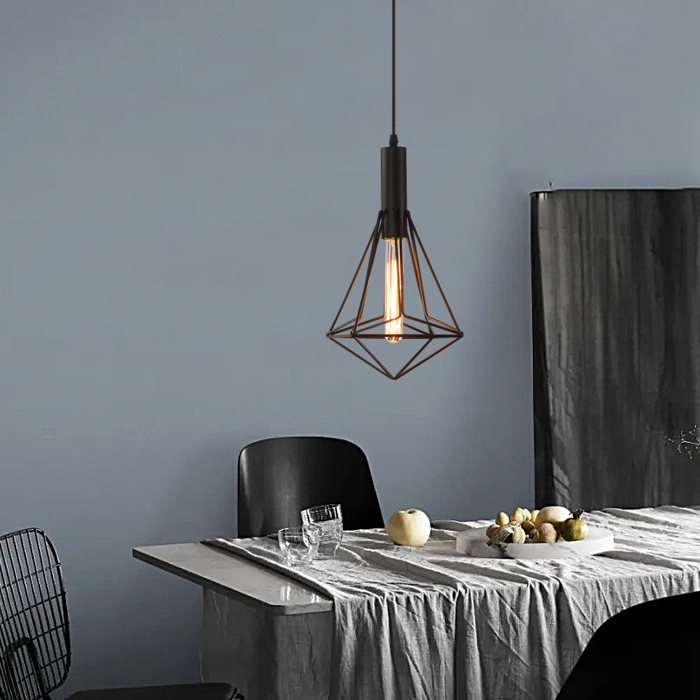 Iron Geometric Lines Black Retro Industrial Chandelier