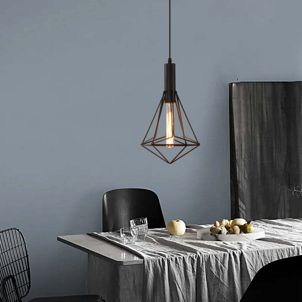 Iron Geometric Lines Black Retro Industrial Chandelier