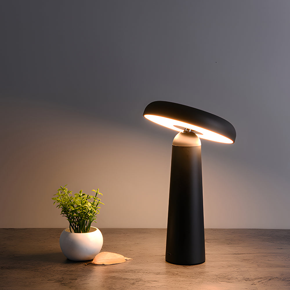 Lighom mushroom tiltable synthetic table lamps for bedroom — Matte Black
