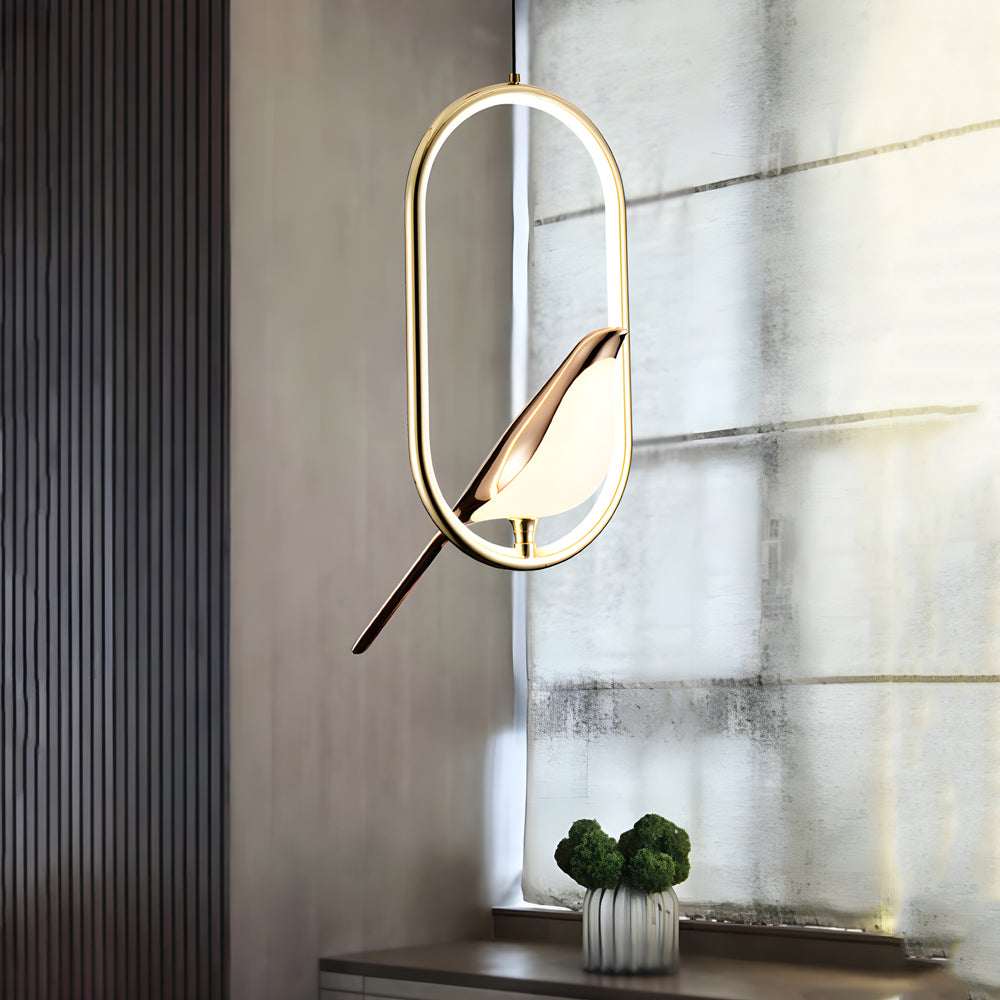 Modern magpie circle pendant lighting in synthetic — Warm White (3000K) / Oval