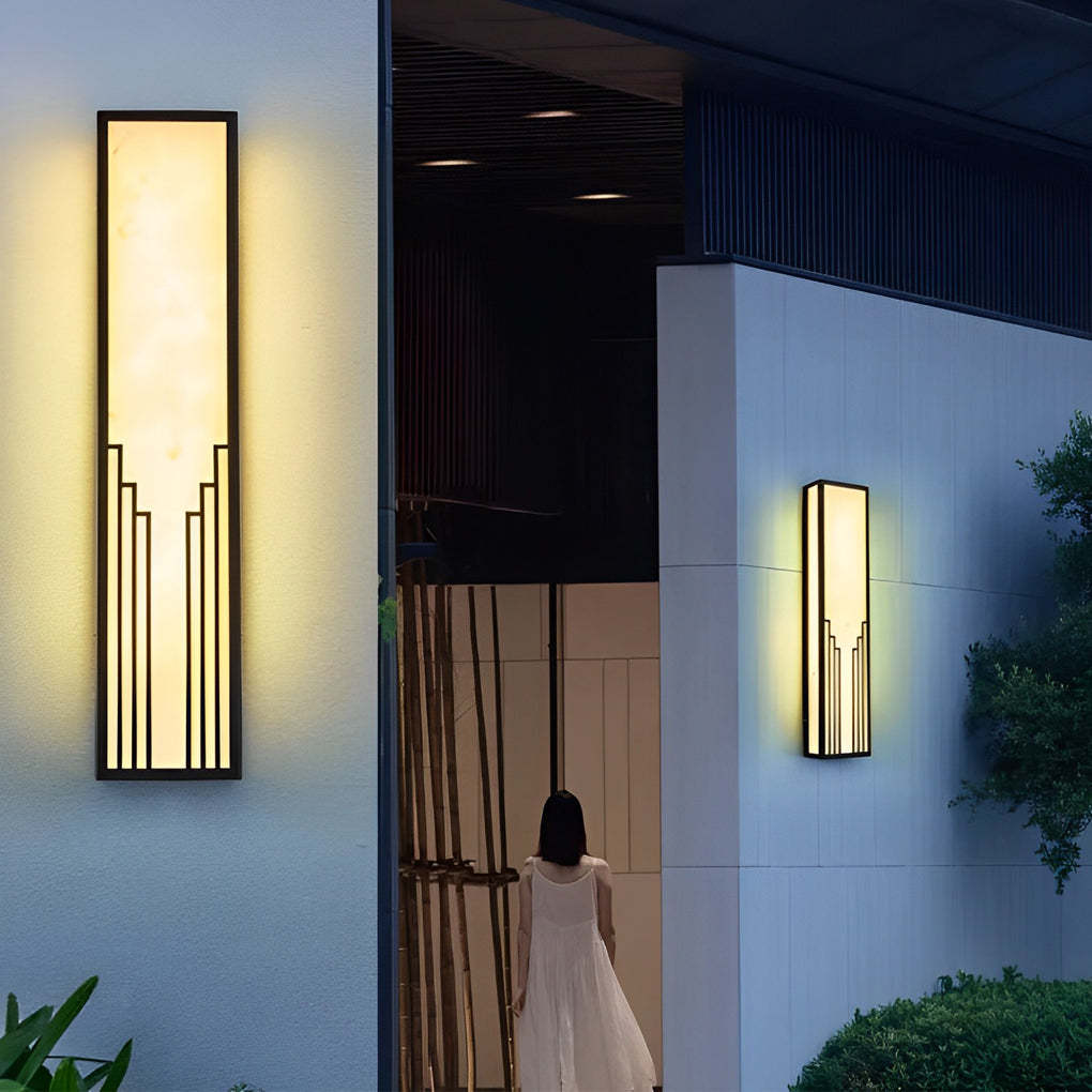 Rectangular Resin Strip Black Modern Outdoor Wall Light
