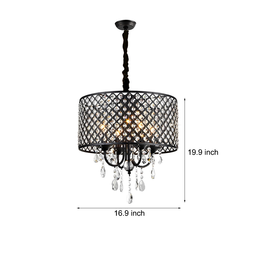 Round Iron Crystal Retro American Pendant Chandelier