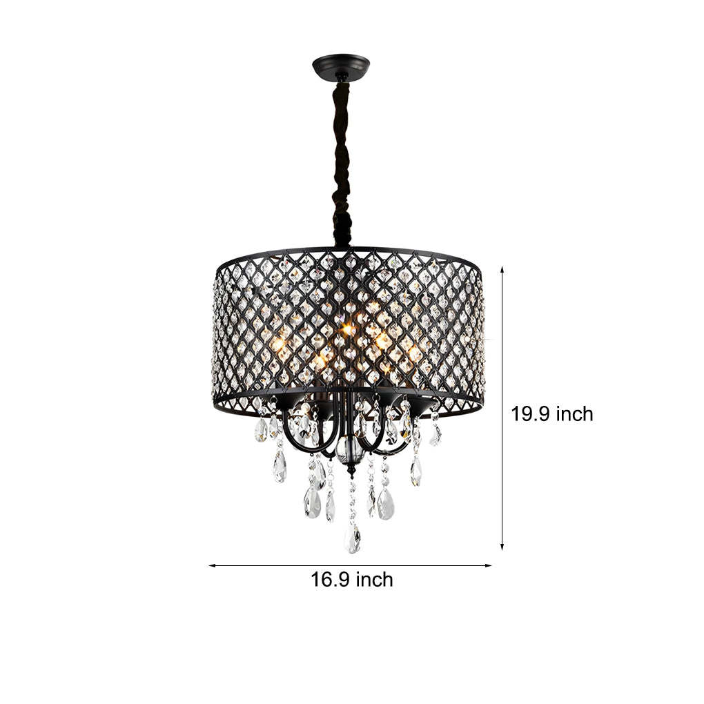 Round Iron Crystal Retro American Pendant Chandelier