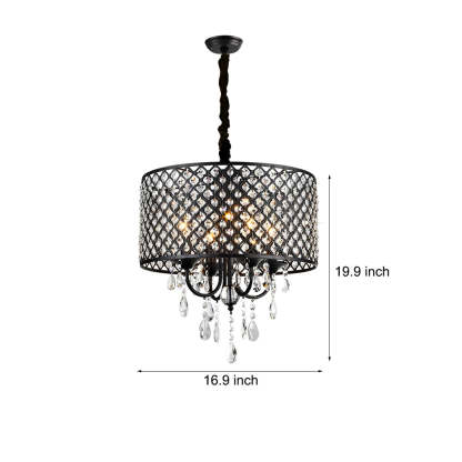 Round Iron Crystal Retro American Pendant Chandelier