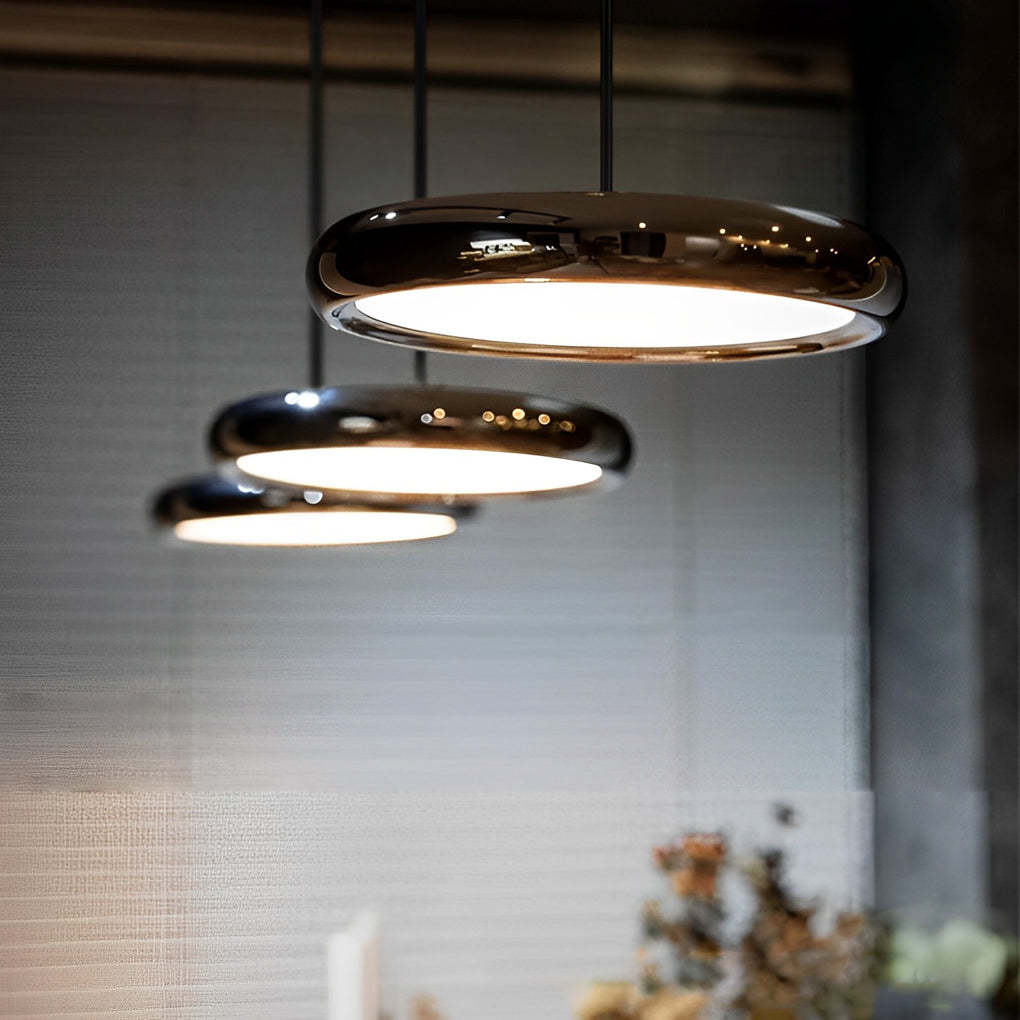 Minimalist Round Mirrored Aluminum Acrylic LED Chandelier