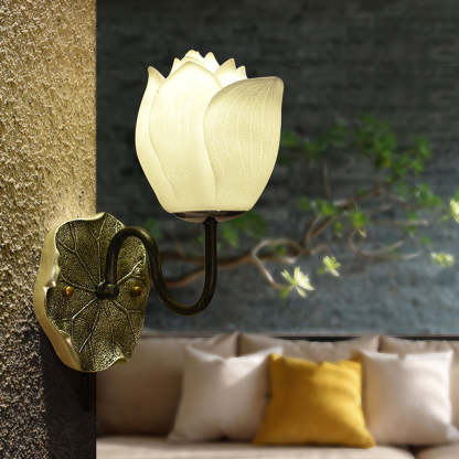 Lotus Flowers Resin Three Step Dimming Creative Modern Wall Lights Fixture-Lighom