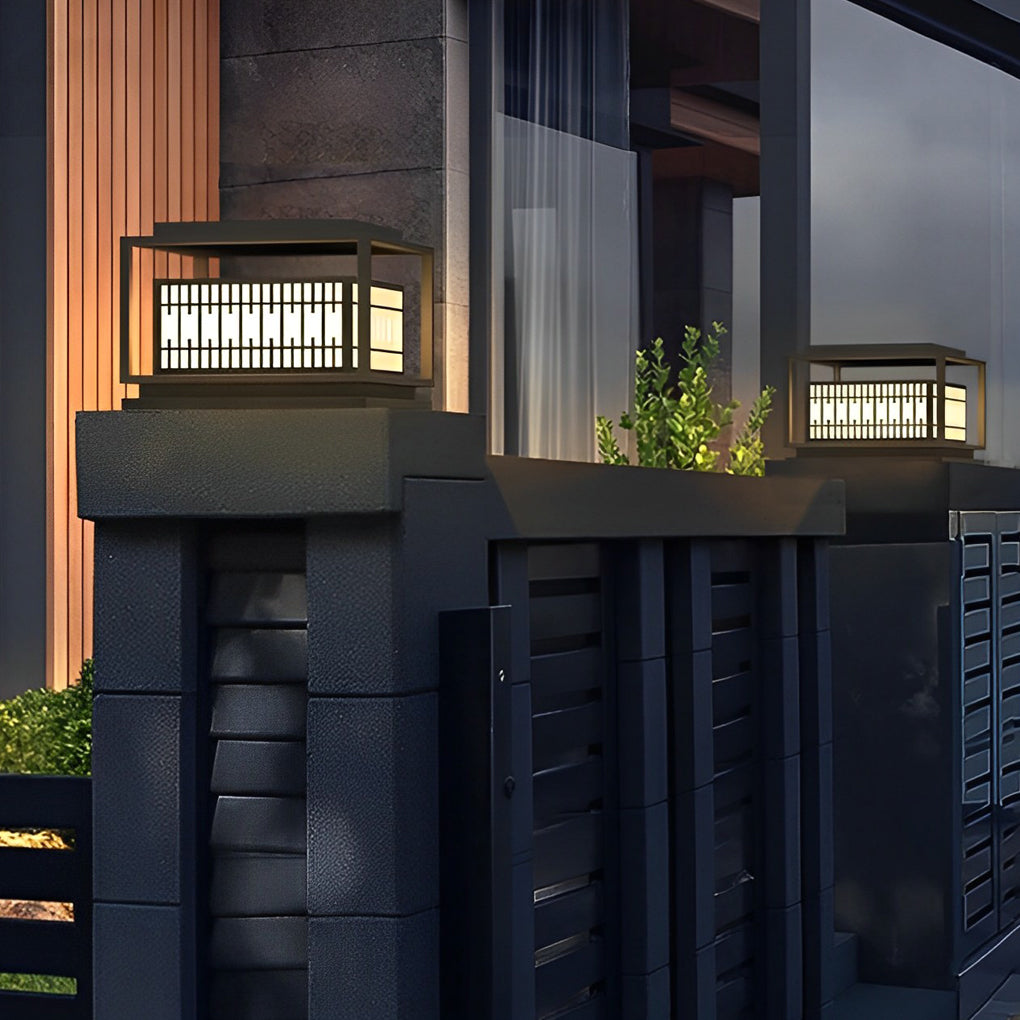 Square Vintage Design LED Waterproof Traditional Outdoor Pillar Lights-Lighom