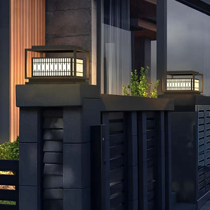 Square Vintage Design LED Waterproof Traditional Outdoor Pillar Lights-Lighom