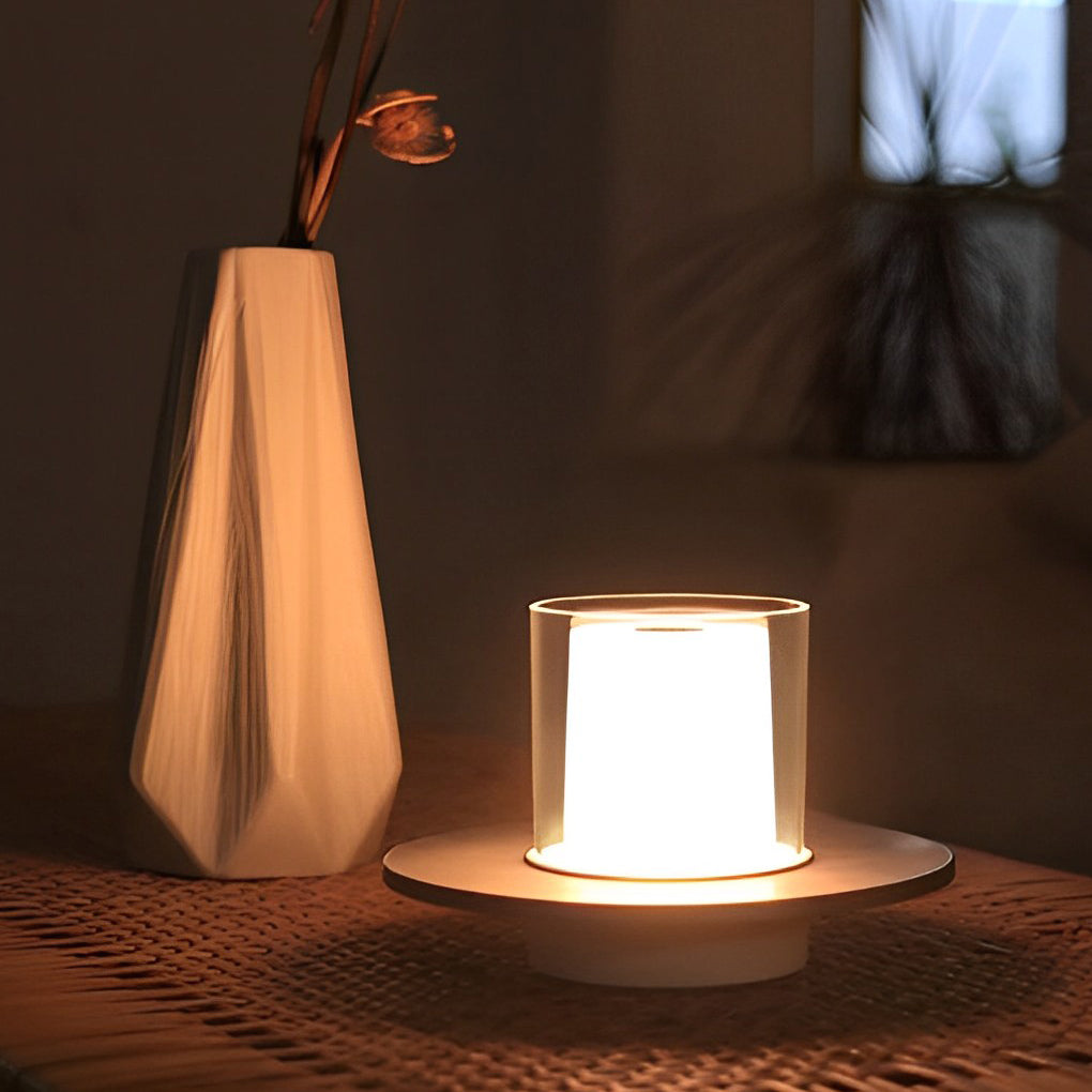 Modern Cordless Cylinder Candle Dish Lamp