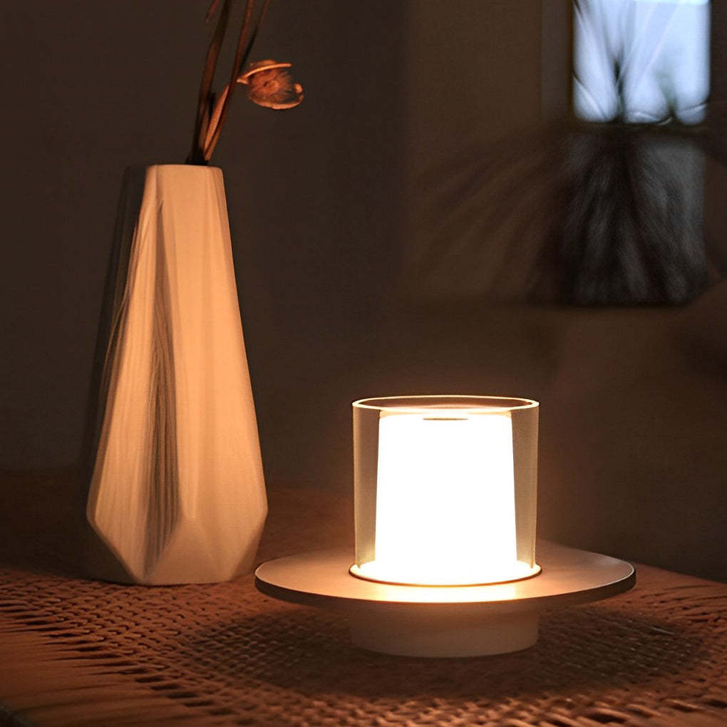 Modern Cordless Cylinder Candle Dish Lamp