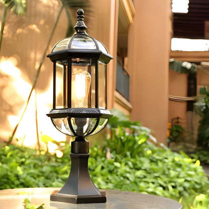 Retro Creative Metal Glass Waterproof Black Modern Fence Post Lights-Lighom