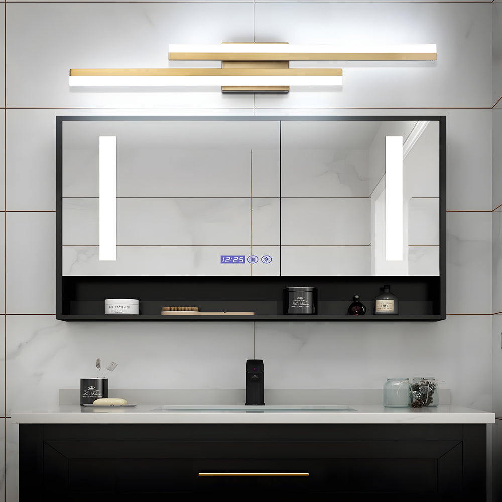 Modern 2-Light Linear LED Wall Lamp with 3-Step Dimming - Black/Gold Wall Sconce-Lighom
