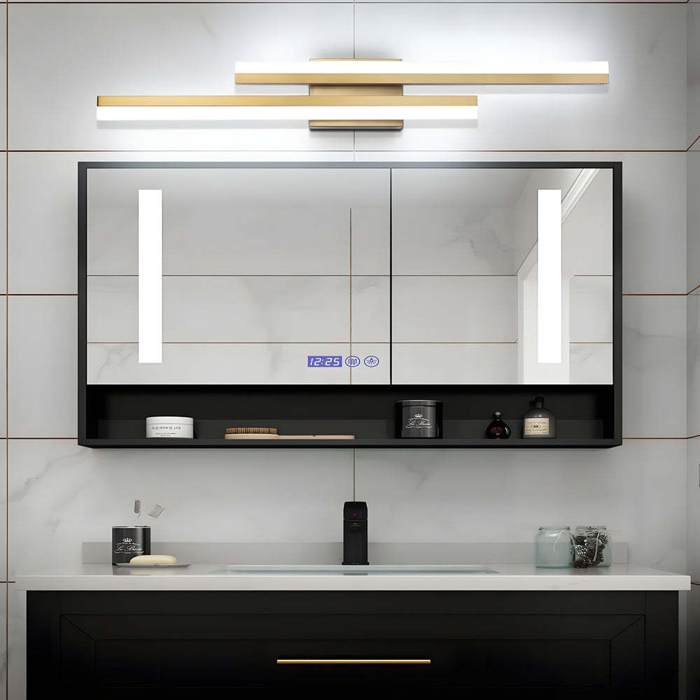 Modern 2-Light Linear LED Wall Lamp with 3-Step Dimming - Black/Gold Wall Sconce-Lighom