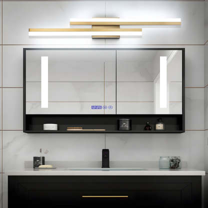 Modern 2-Light Linear LED Wall Lamp with 3-Step Dimming - Black/Gold Wall Sconce-Lighom
