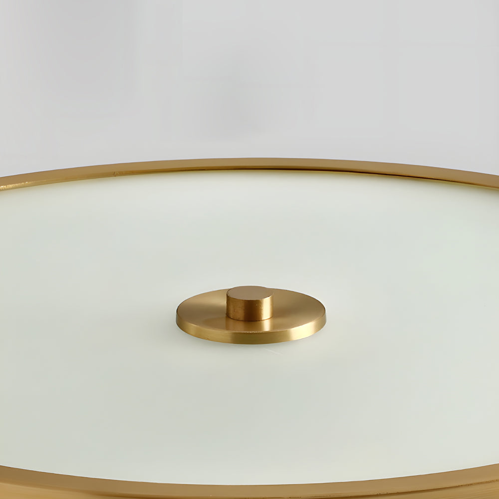 Drum Brass Clear Ribbed Glass Flush Mount Light