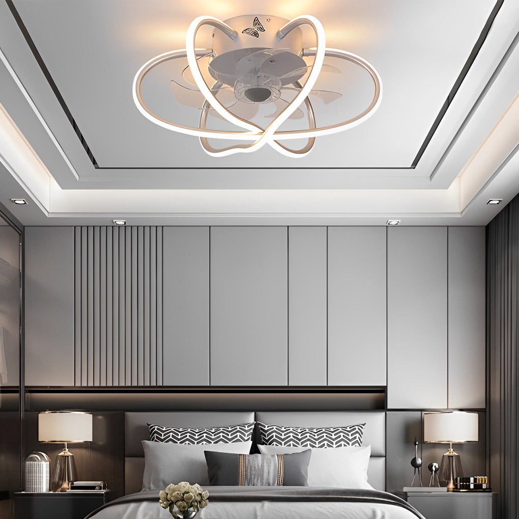 Round Flower Cage Dimmable Remote Bladeless Fan
