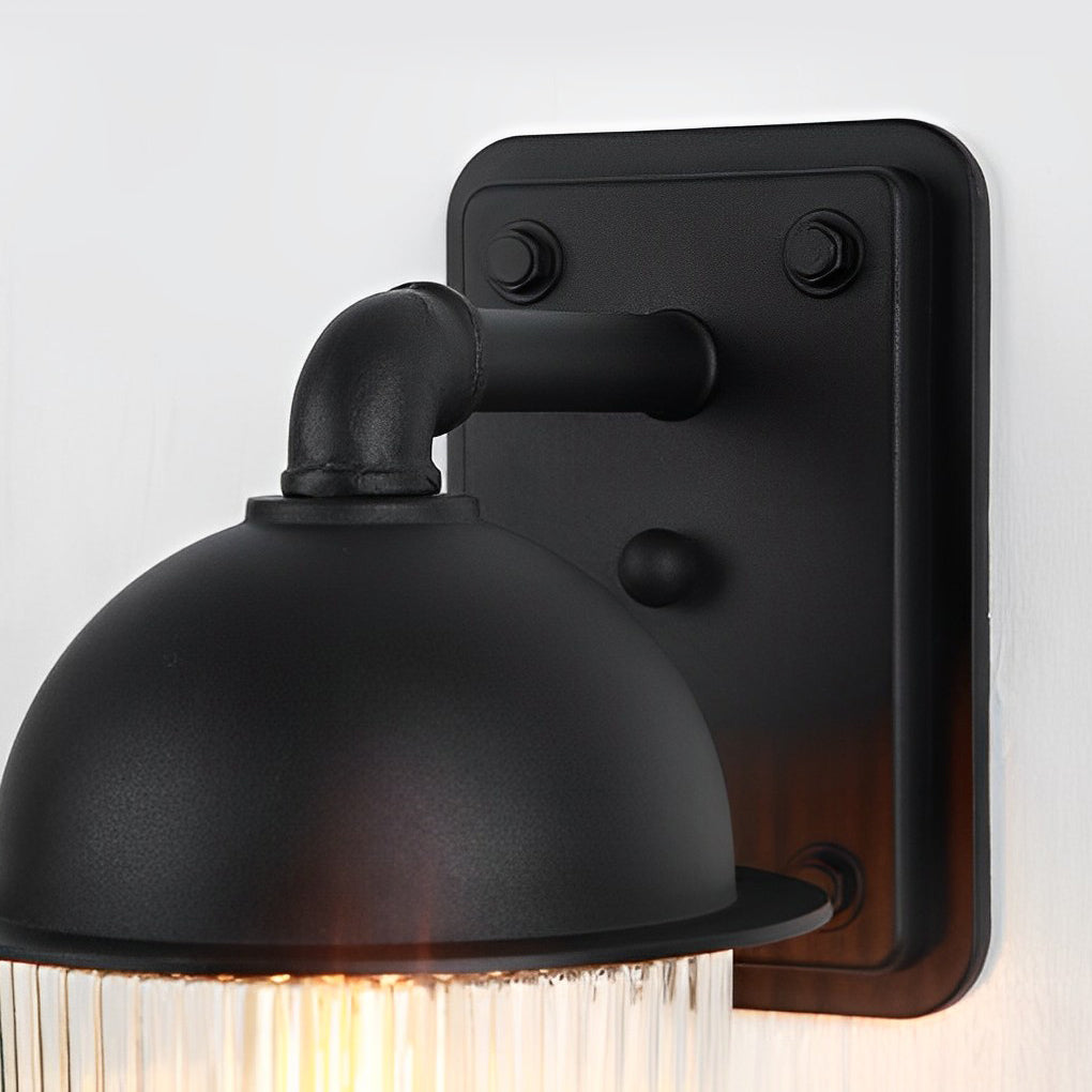 Waterproof Glass Ball Matte Black Modern Outdoor Wall Lamp Exterior Lights-Lighom
