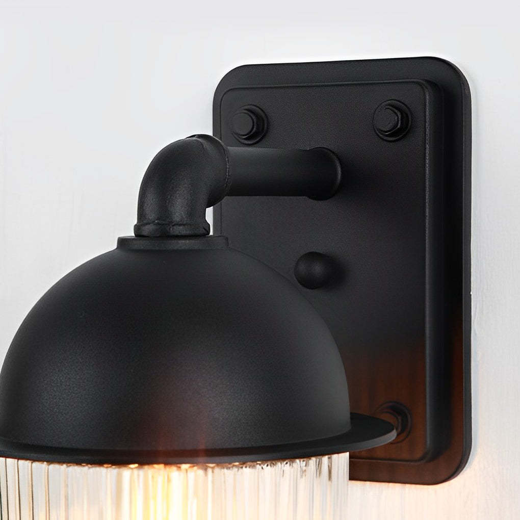 Waterproof Glass Ball Matte Black Modern Outdoor Wall Lamp Exterior Lights-Lighom