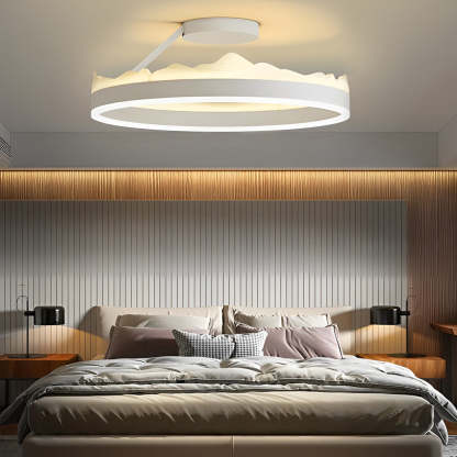 Round Stepless Dimming LED White Nordic Flush Mount Light