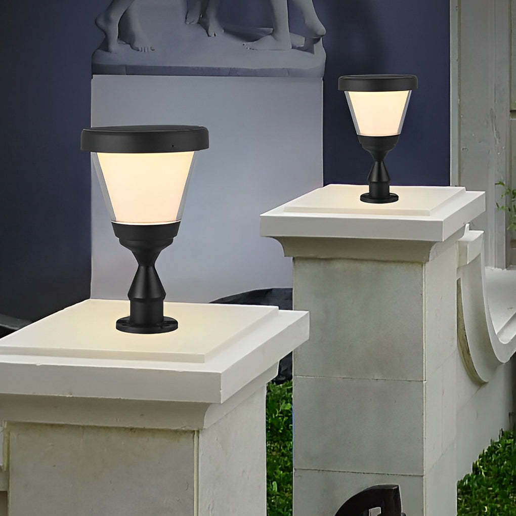 Black LED Modern Solar Fence Post Cap Light