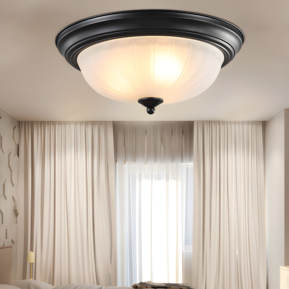 Lighom american round iron flush mount lighting for study — 13" / Matte Black